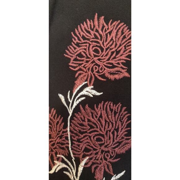 Daniel Rainn Top Blouse Womens LARGE BOHO Intricate Floral Embroidery Black - Picture 5 of 16